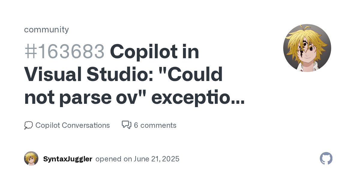 Fix GitHub Copilot Chat 'Could not parse ov' Error in Visual Studio 2022