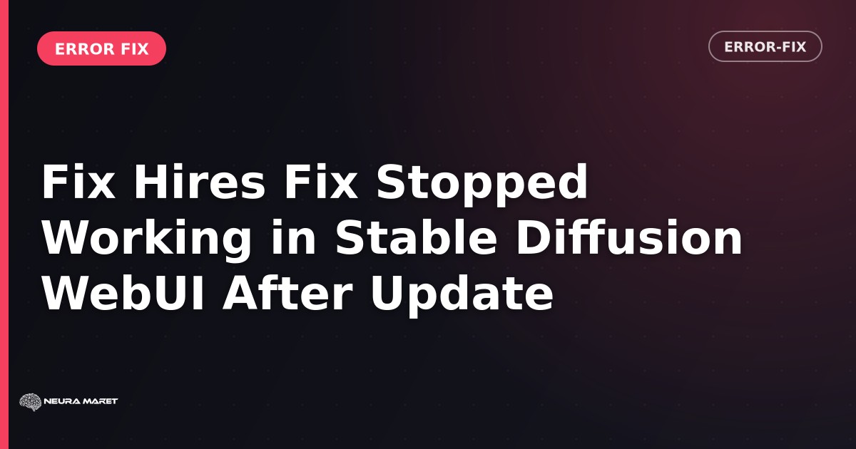 Fix Hires Fix Stopped Working in Stable Diffusion WebUI After Update