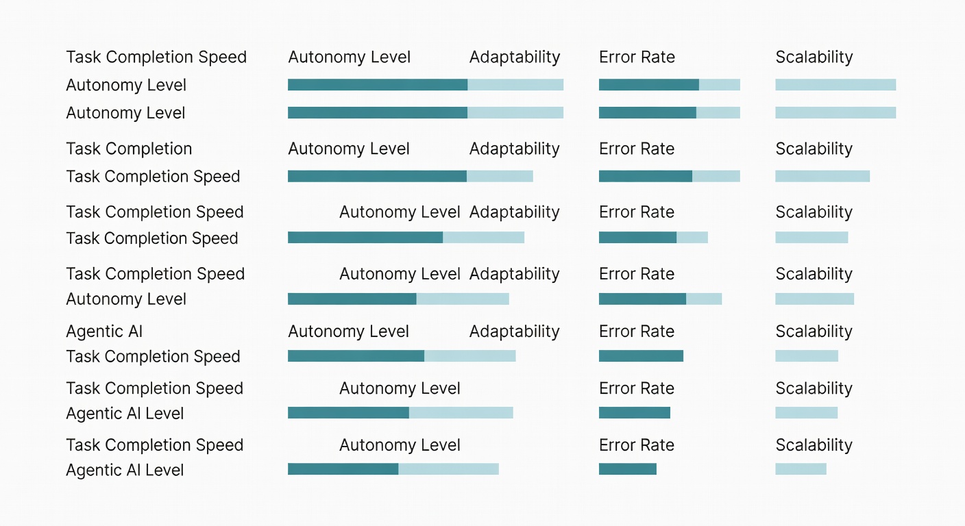 Comparison chart of agentic AI tools with performance metrics
