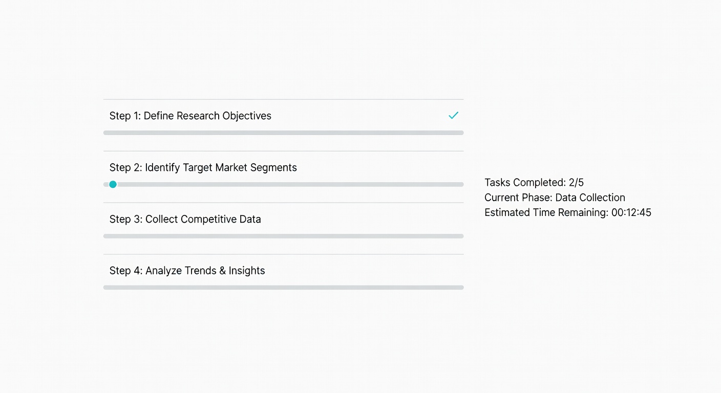 Screenshot of AutoGPT interface running a multi-step market research task