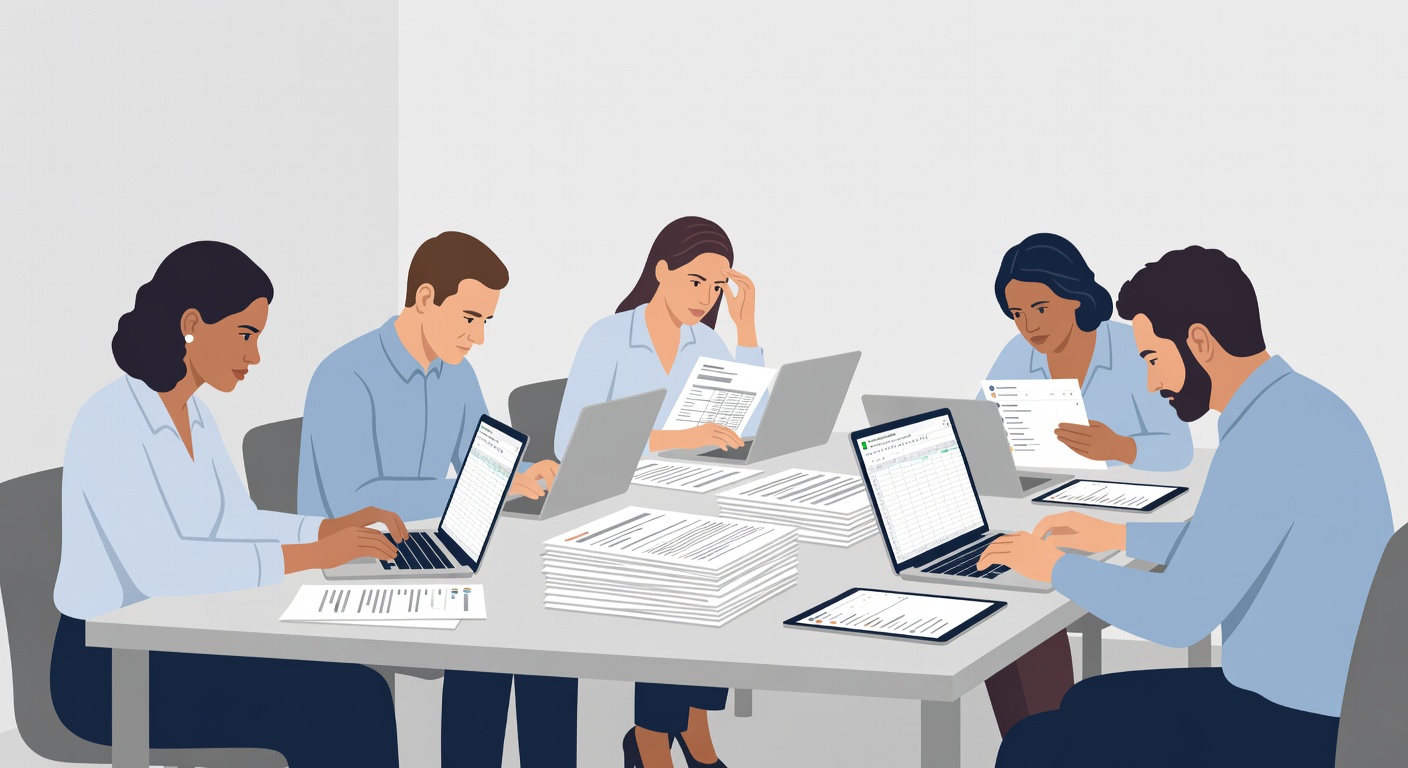 Frustrated team manually entering data into Google Sheets from emails and PDFs