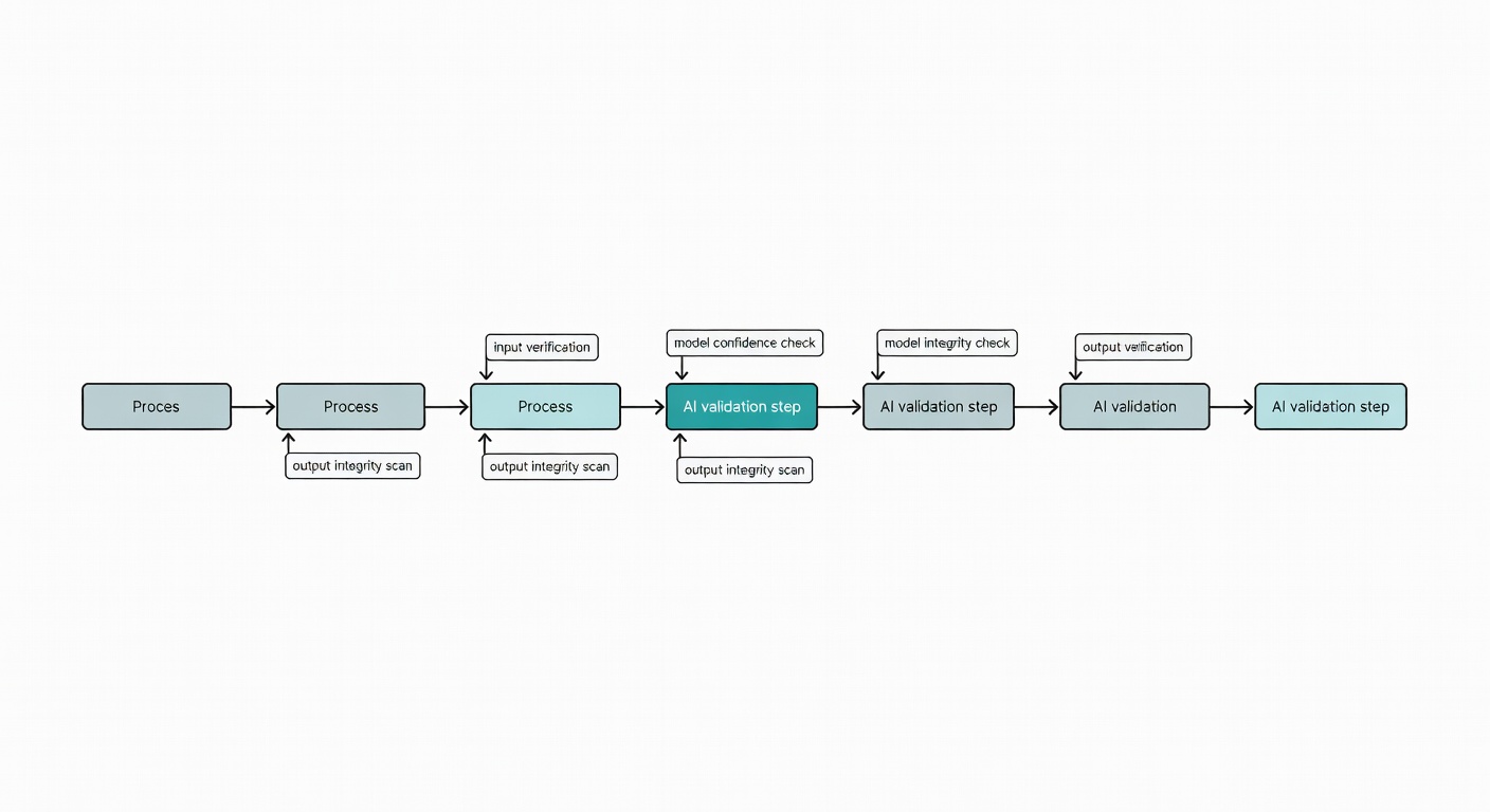 Mermaid workflow diagram screenshot with annotations for AI validation step