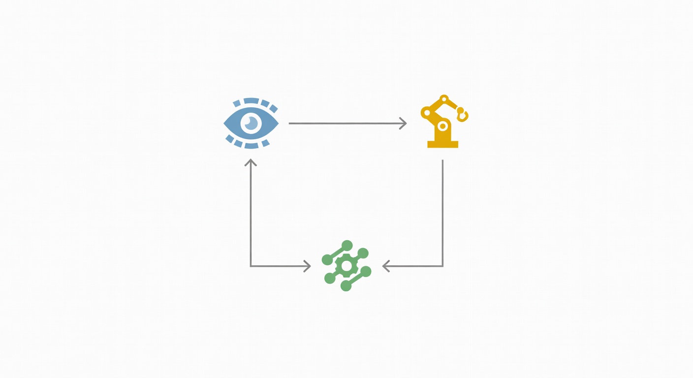 Diagram showing LangChain TS agent loop with perception, reasoning, action components
