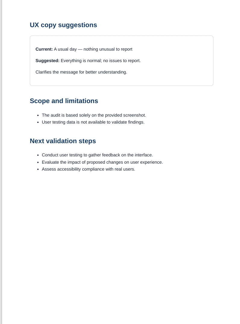UI Screenshot UX Audit with PDF Report