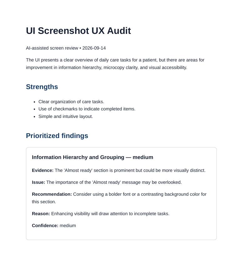 UI Screenshot UX Audit with PDF Report
